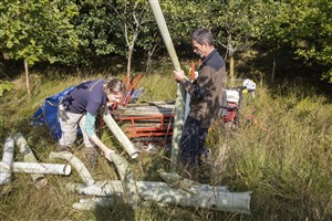 Loading the iron horse with tree stakes and tree tubes, Blawhorn Moss NNR