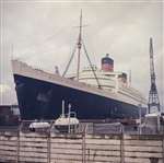 RMS Queen Elizabeth in dry dock, Greenock