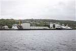 Ferguson shipyard, Port Glasgow, with CalMac ferries