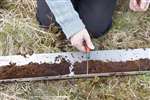 Peat core in plastic gutter